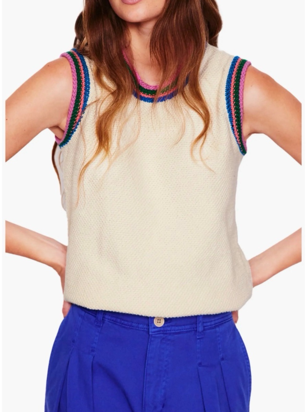 BODEN Callie Crochet Trim Tank sweater vest EUC